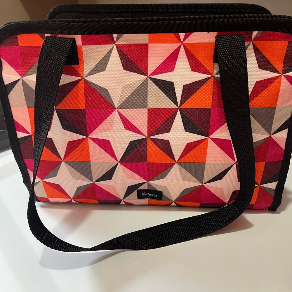 Thirty-One Pink and Red Geometric Tote